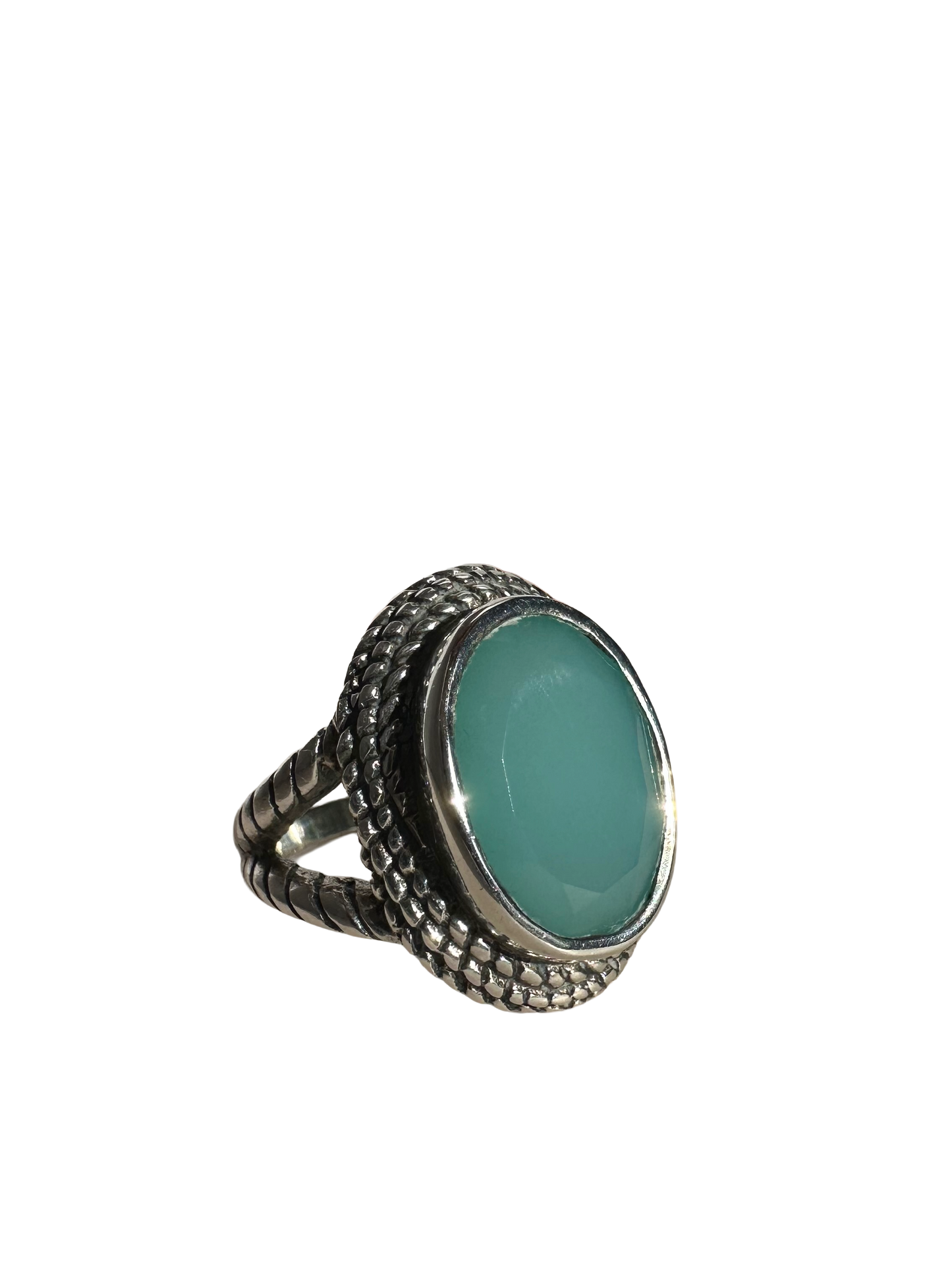 Sterling Silver Blue Chalcedony Ring (Size 5 3/4)