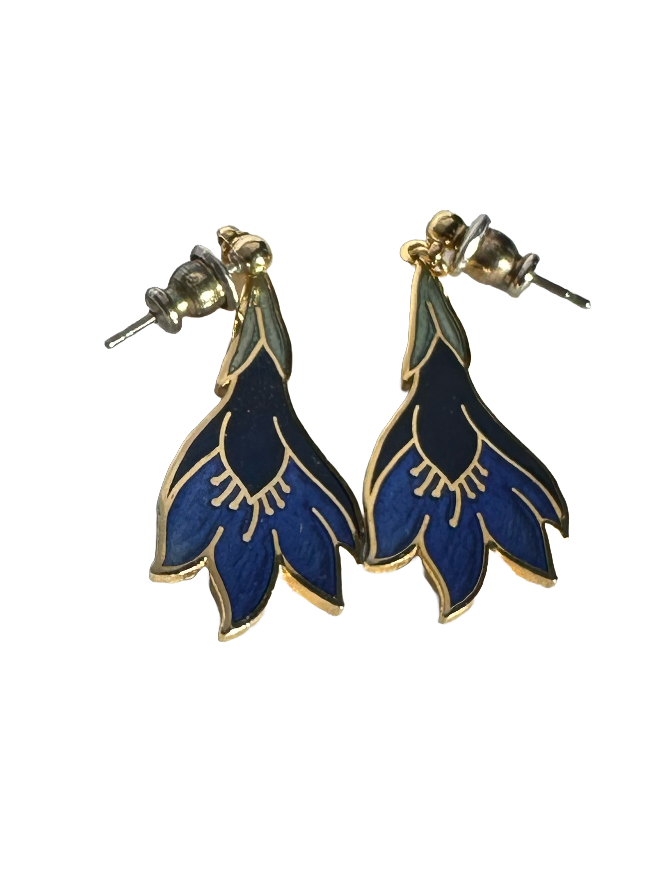 Enamel on Gold-Tone Bellflower Drop Earrings