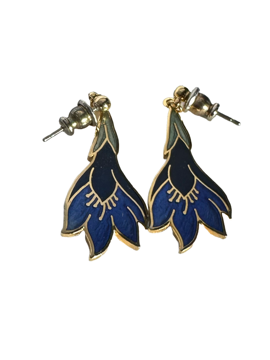 Enamel on Gold-Tone Bellflower Drop Earrings