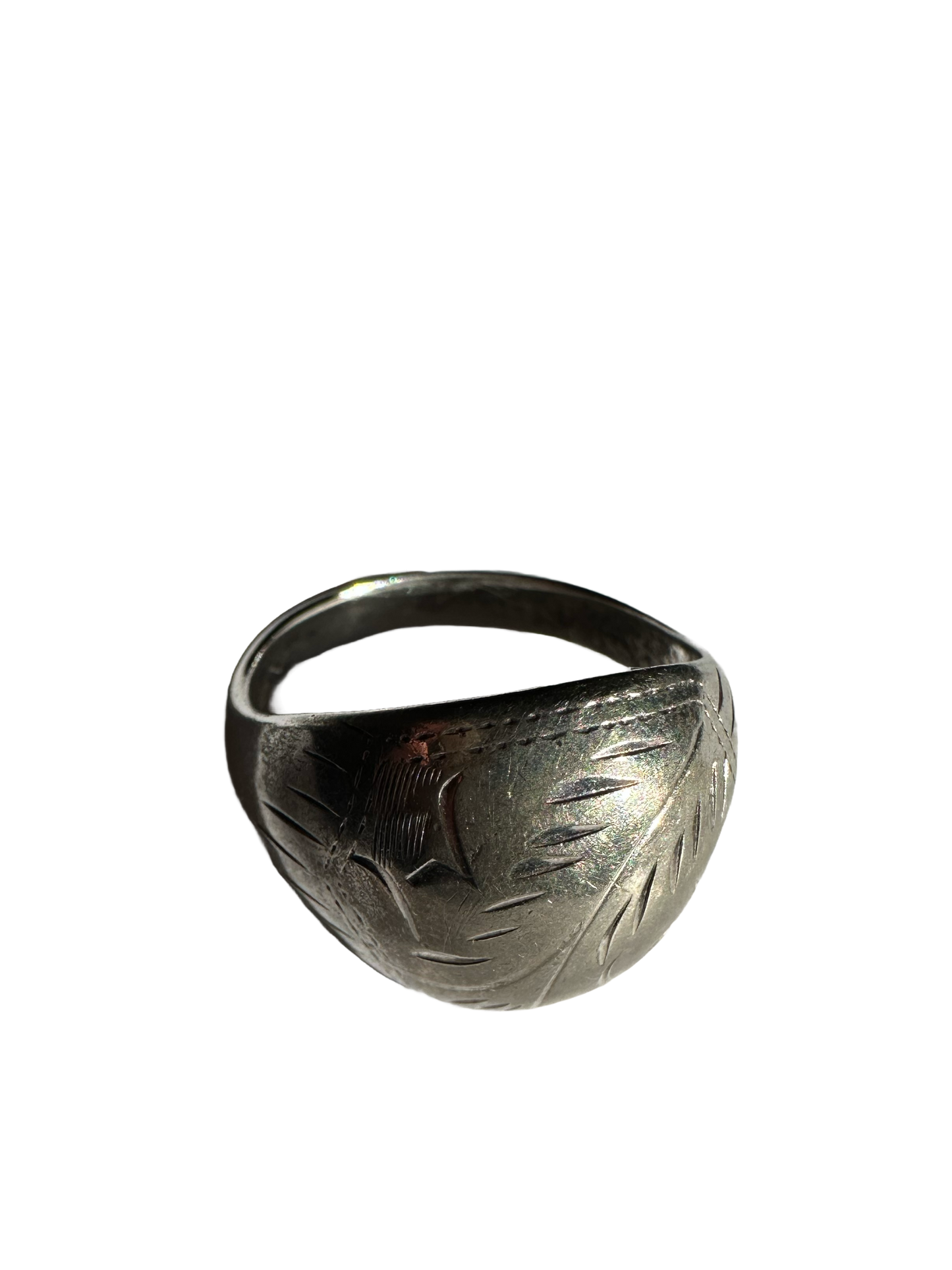 Sterling Silver Etched Dome Ring (Size 9)