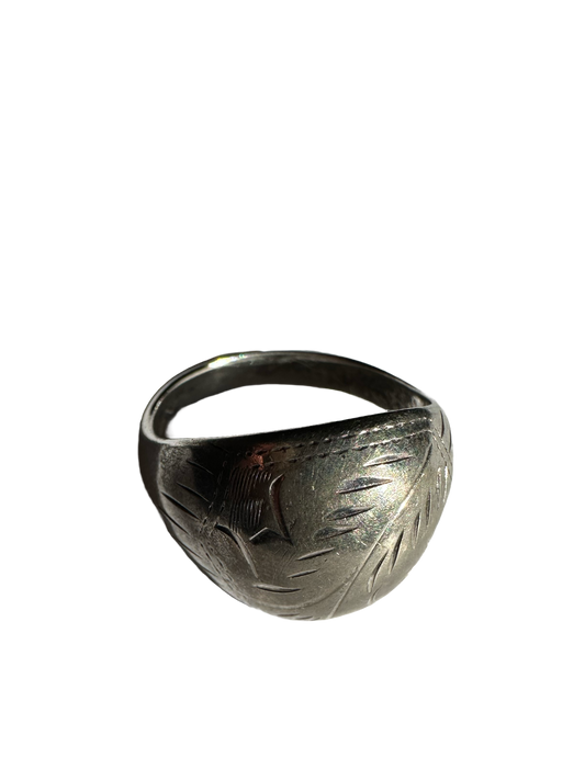 Sterling Silver Etched Dome Ring (Size 9)