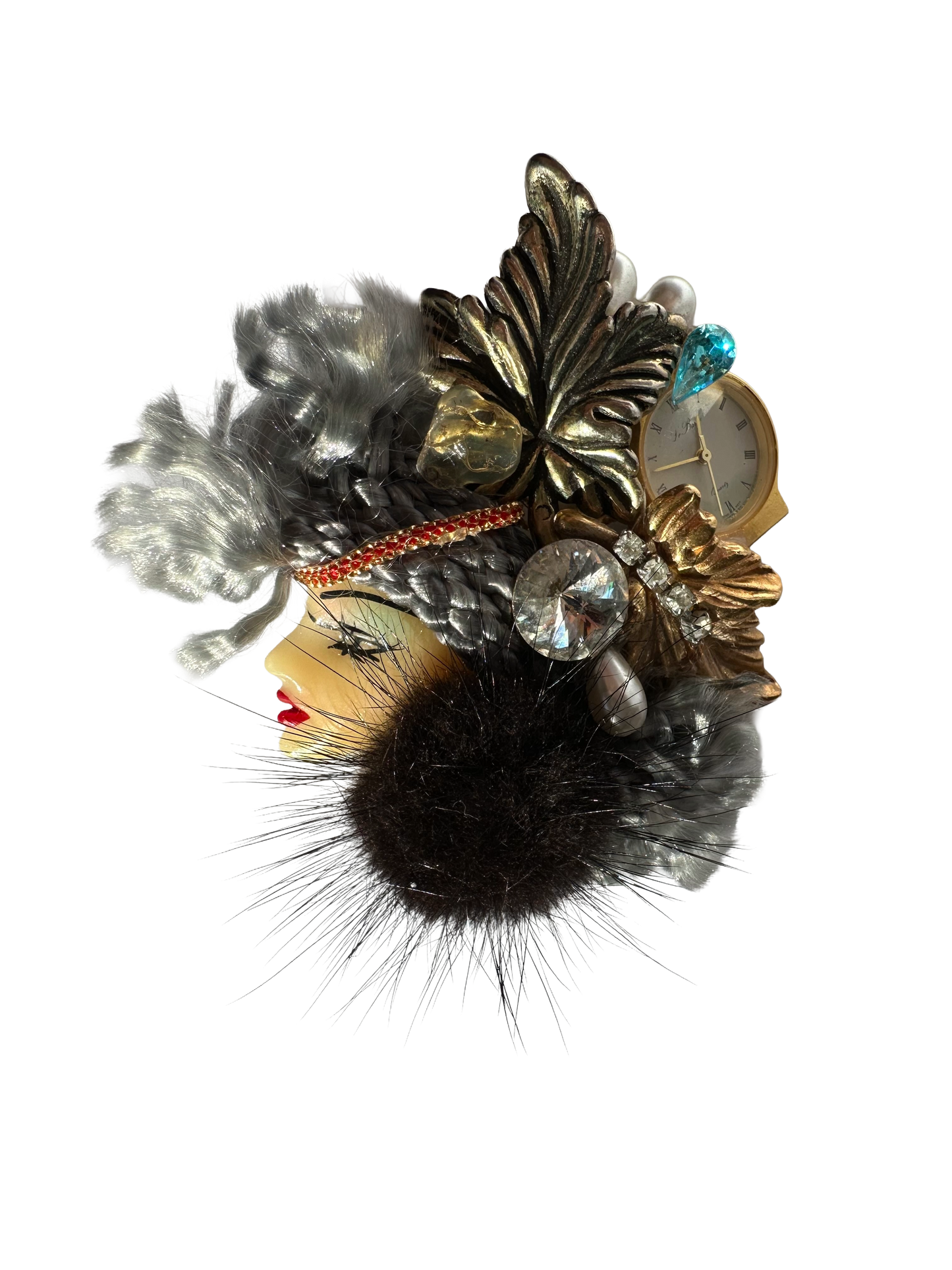 1980's Fur Coat Lady Brooch