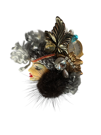 1980's Fur Coat Lady Brooch