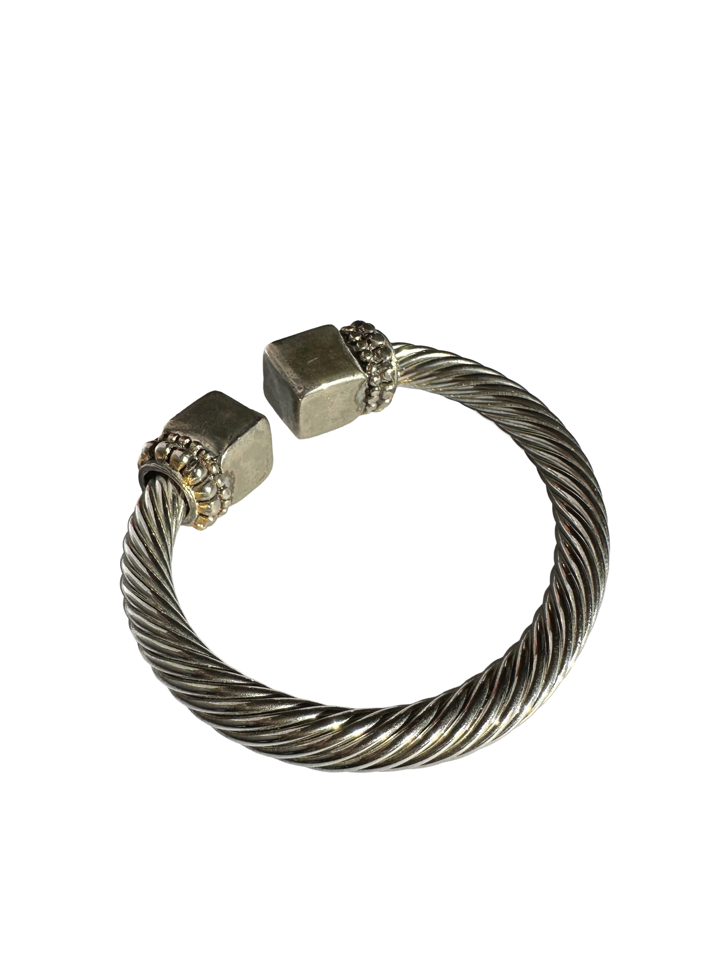 Heavy Twisted Cable Green Glass Cuff Bracelet
