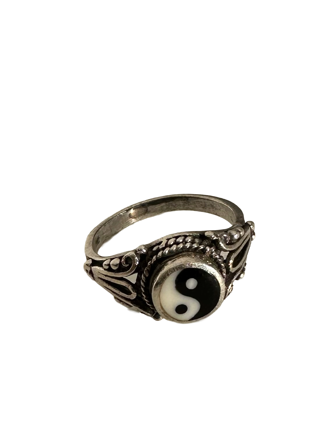 Sterling Silver Yin and Yang Ring (Size 3 1/2)
