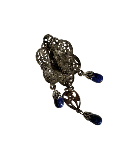 Imitation Lapis Filigree Brooch