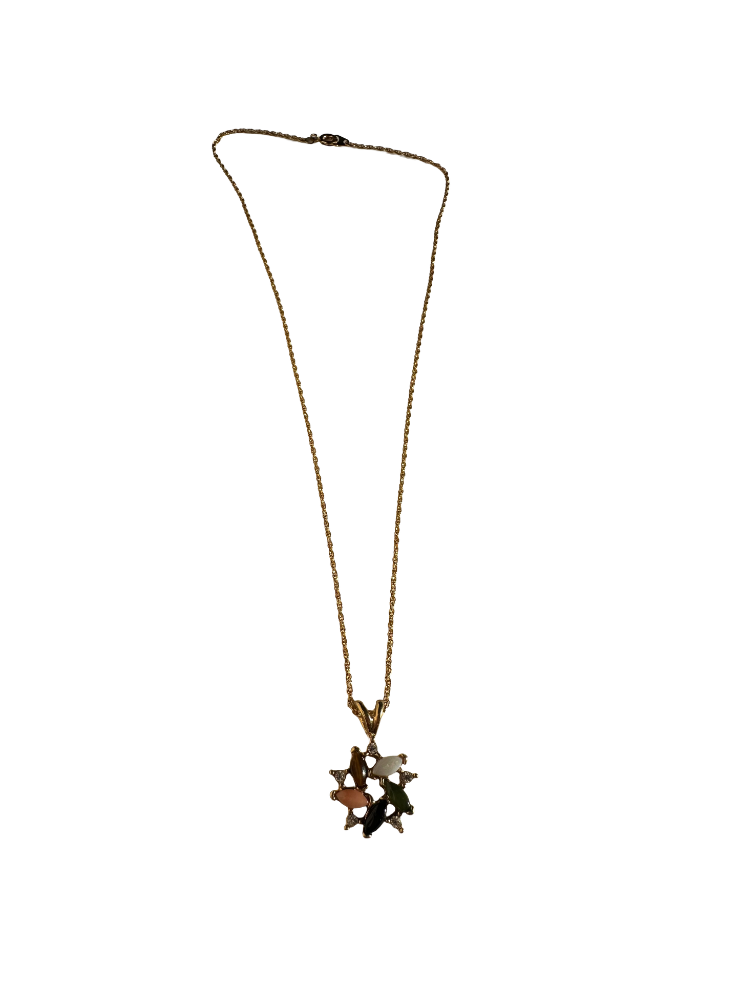 Stone Cluster Pendant Necklace (18")