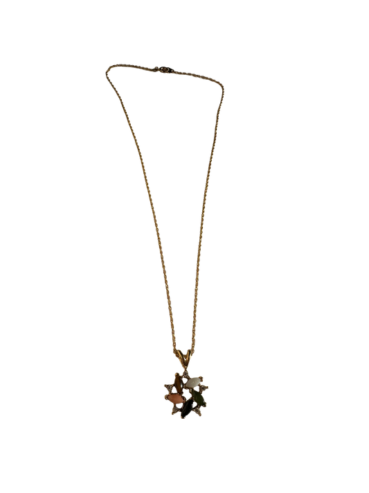 Stone Cluster Pendant Necklace (18")