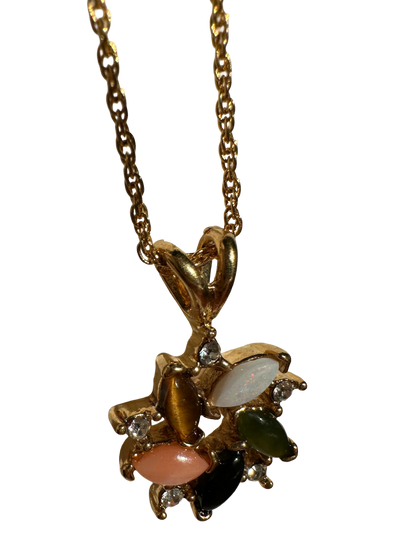 Stone Cluster Pendant Necklace (18")