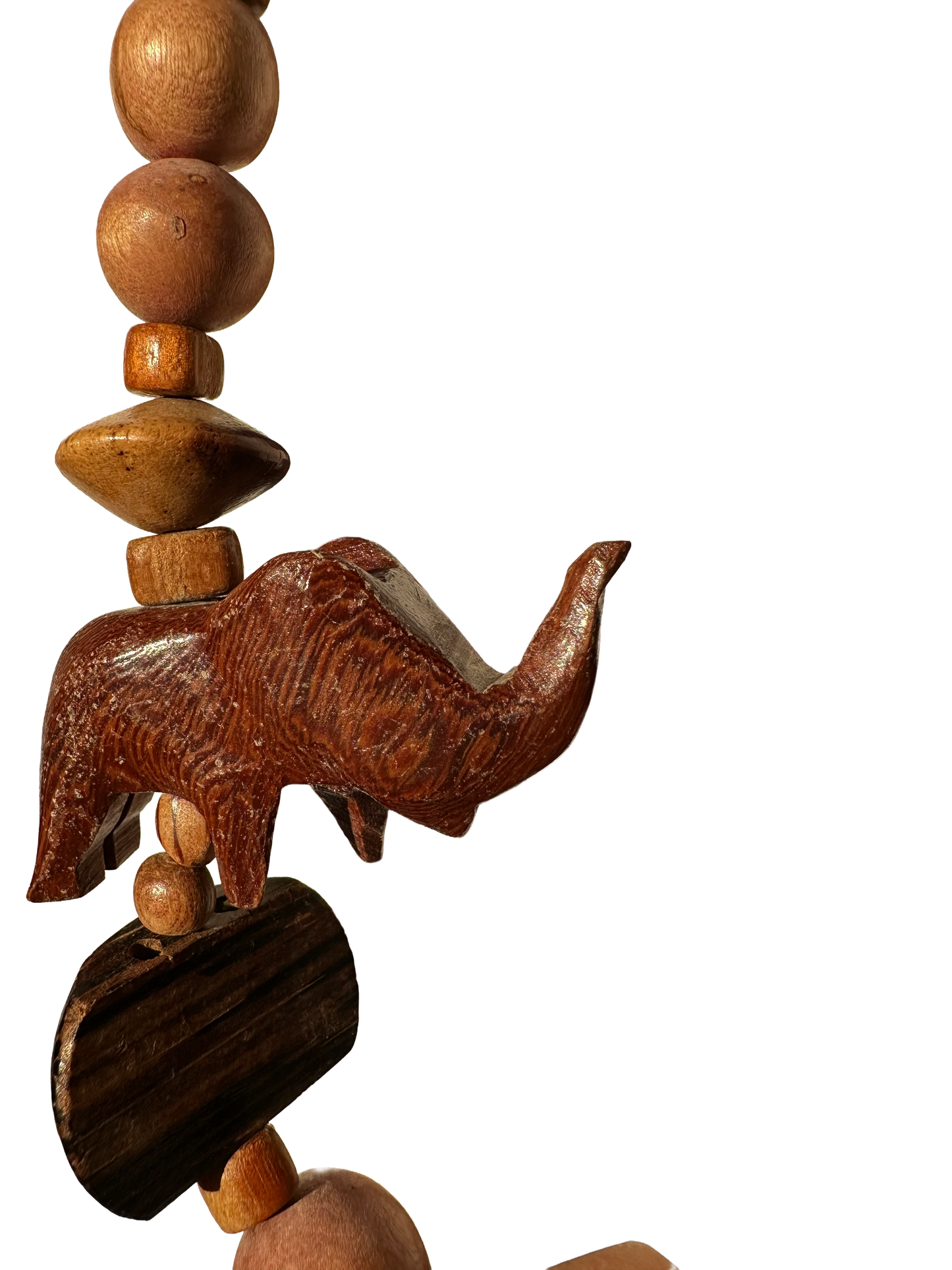 Wood Bead Elephant Necklace (20")