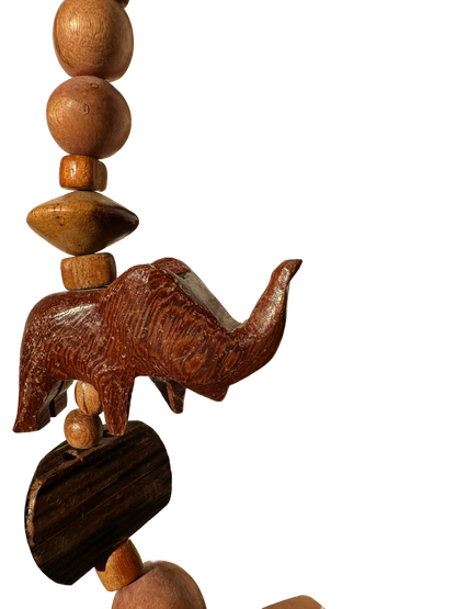 Wood Bead Elephant Necklace (20")
