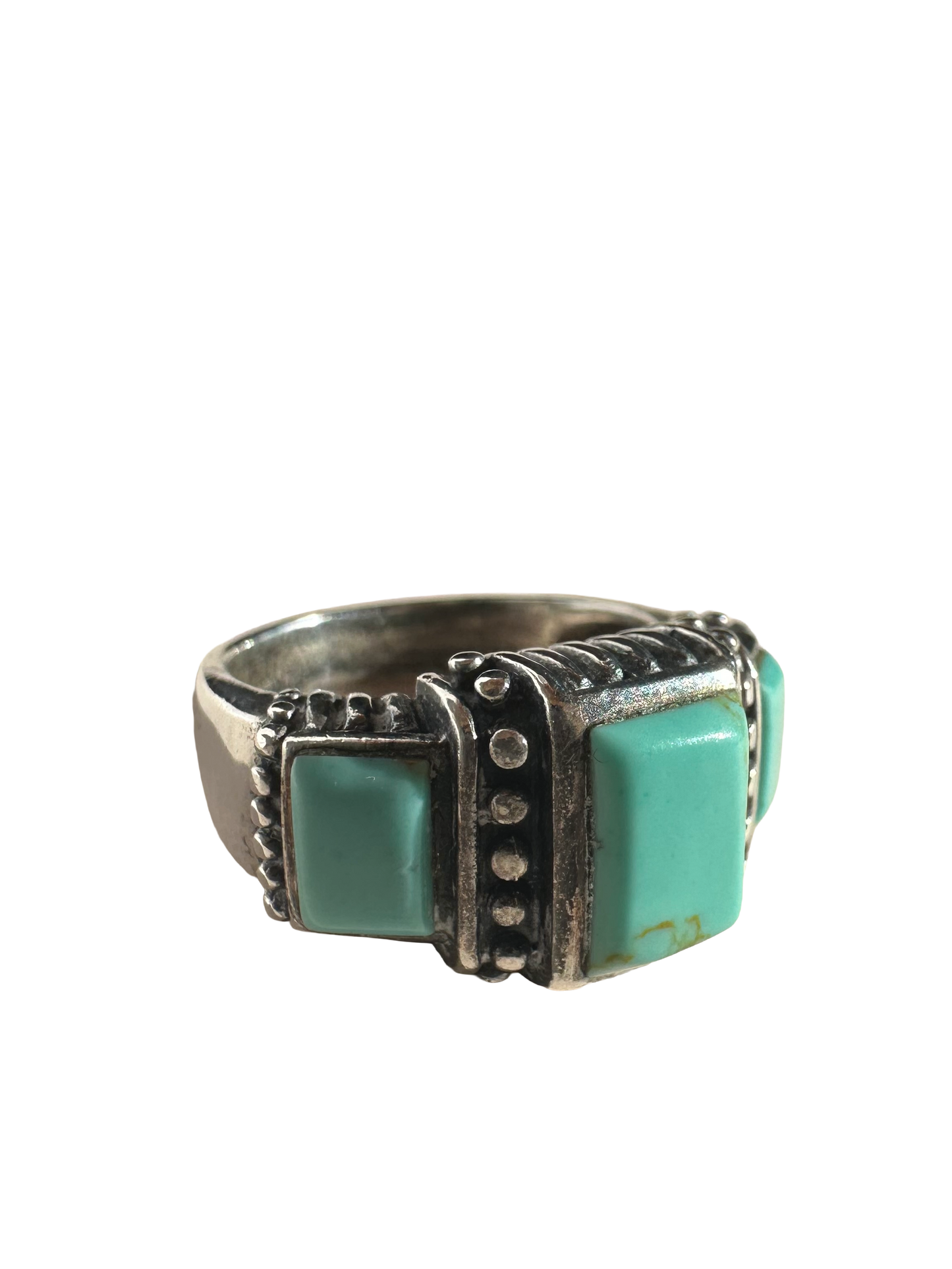 Sterling Silver Three-Stone Turquoise Ring (Size 6 3/4)