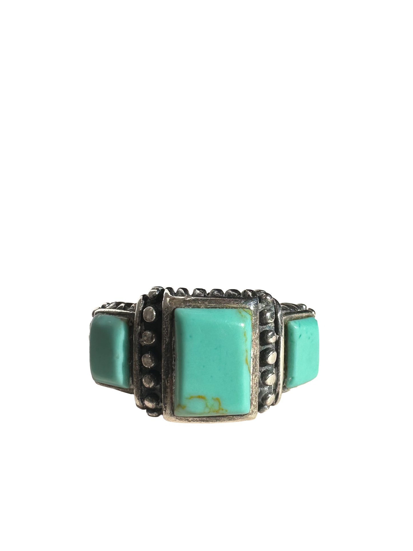 Sterling Silver Three-Stone Turquoise Ring (Size 6 3/4)