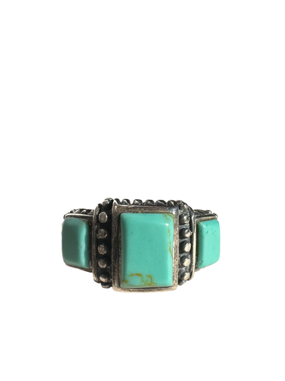 Sterling Silver Three-Stone Turquoise Ring (Size 6 3/4)