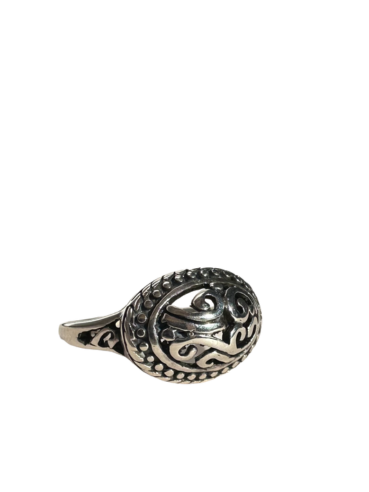 Sterling Silver Dome Scroll Ring (Size 6)