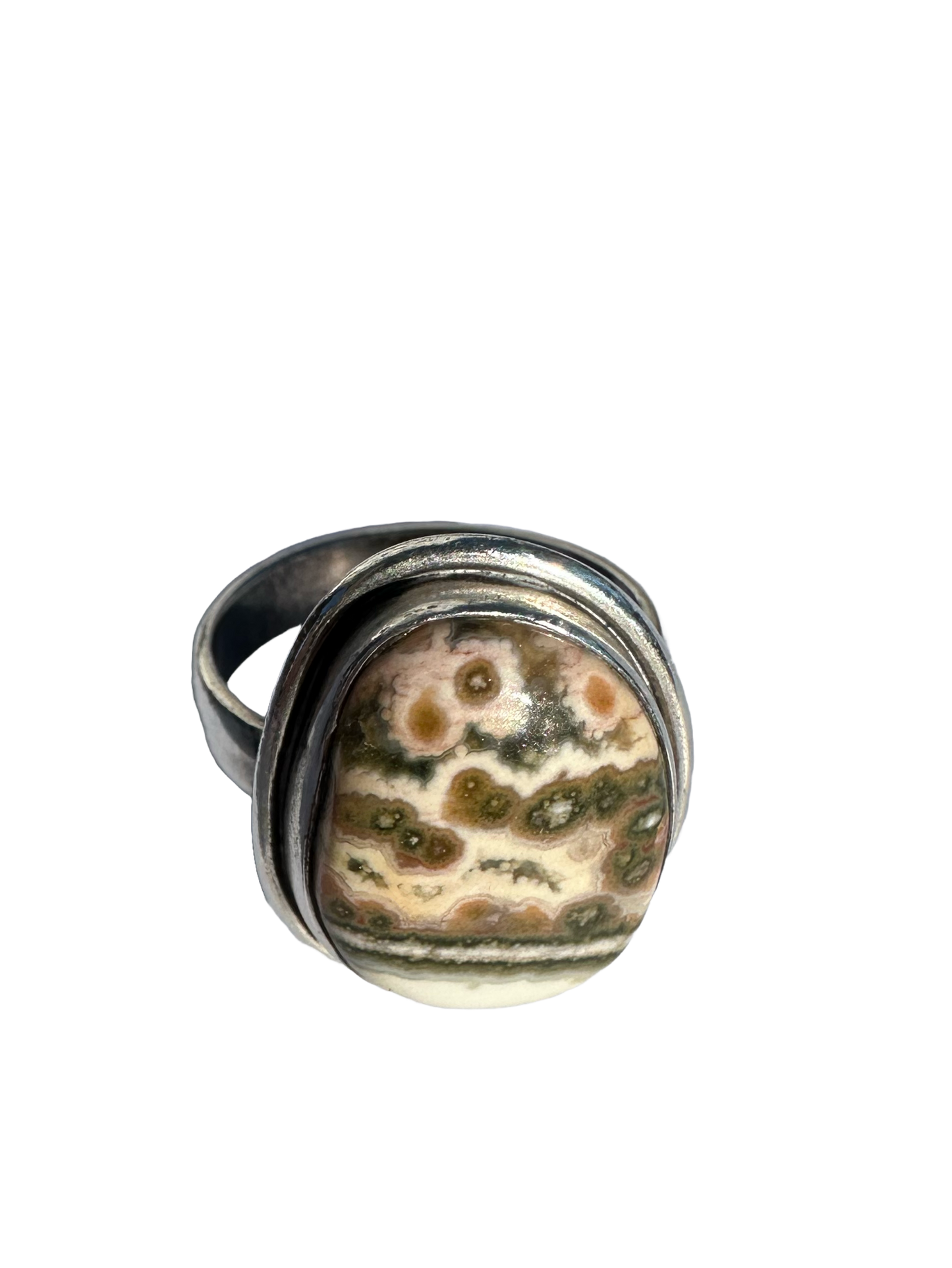 Sterling Silver Ocean Jasper Ring (Size 4 3/4)